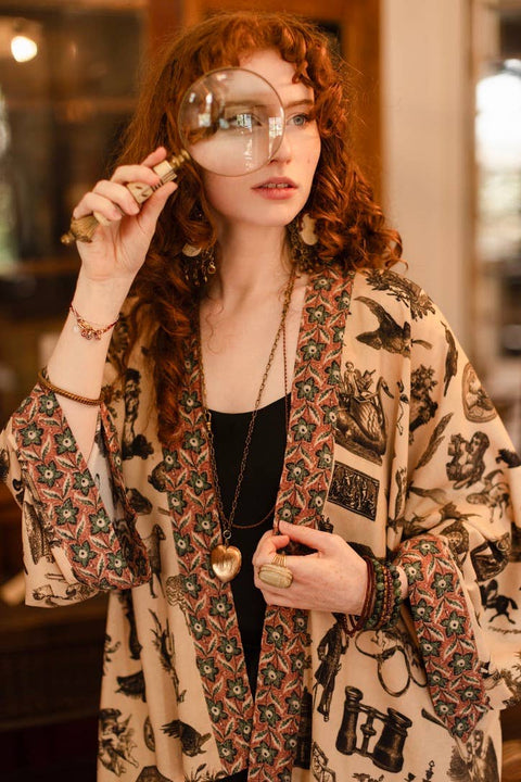 Pixie Duster Crop Kimono - Curiosities w/ whimsical print