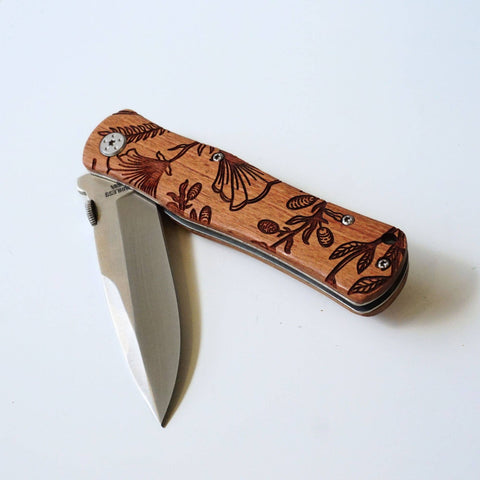 Pocket Knife - Floral Engraved Rosewood