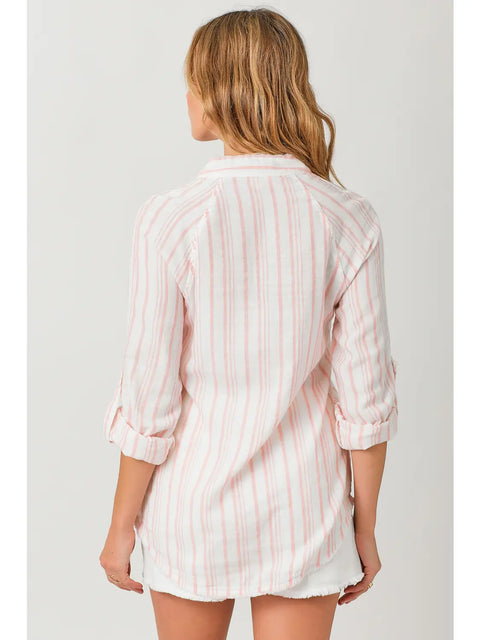 Shirt - Fray Bottom Blush Stripe