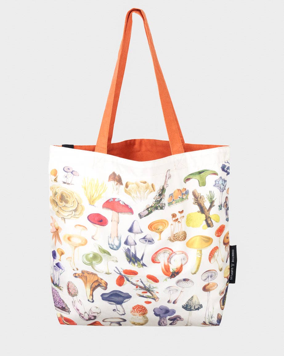 Canvas Shoulder Tote - Woodland Mushrooms