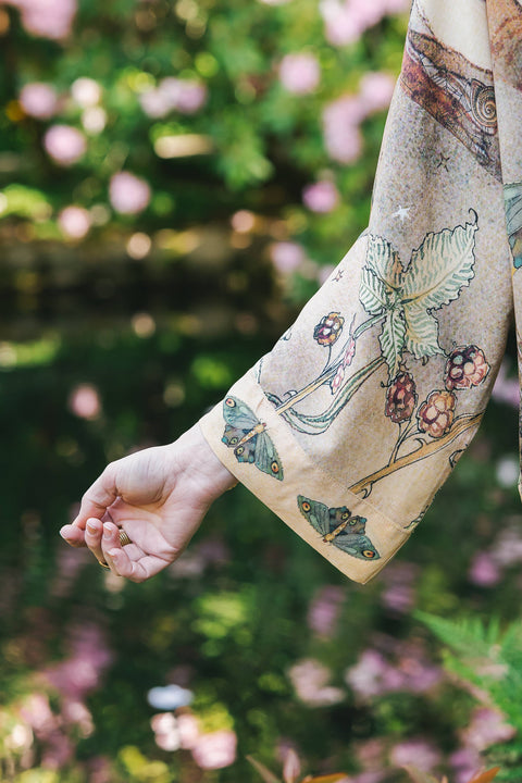 Cropped Kimono - Lovelight Pixie with Woodland Swallow & Stars