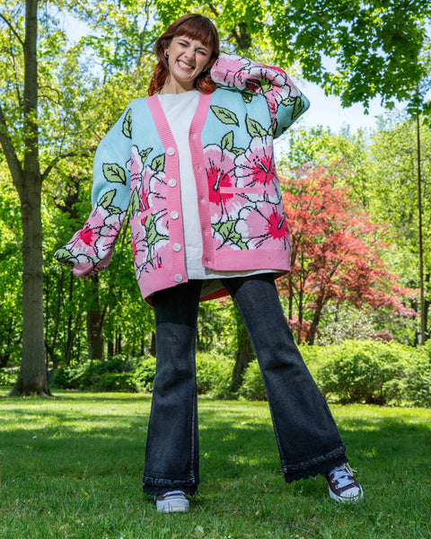 Cardigan - Pink Hibiscus