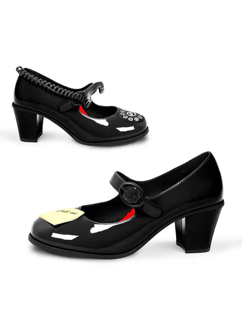 Women's Shoe - Chocolaticas® Mid Heels Call Me In Black Mary Jane Pump