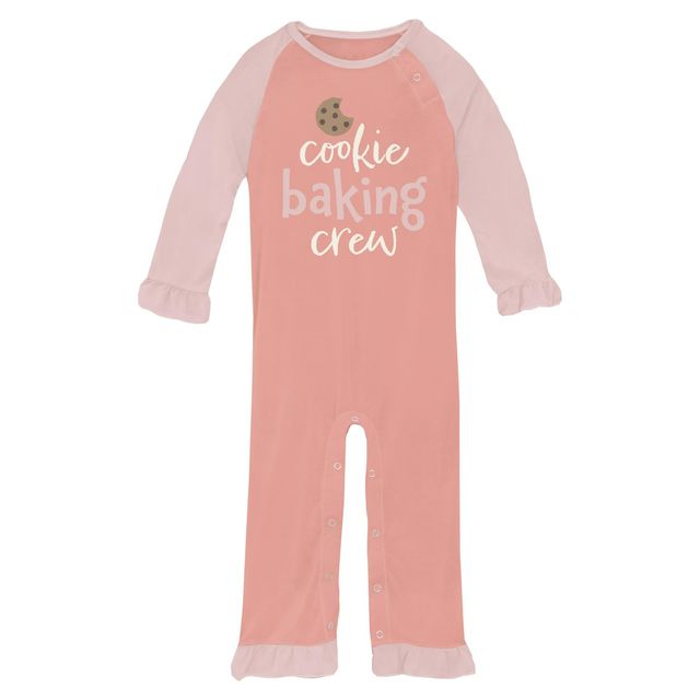 Raglan Romper with Ruffles - Blush Cookie Baking Crew