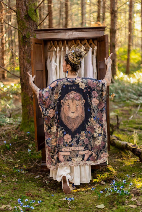 Bohemian Goddess Starduster Kimono - Lionheart with Botanicals