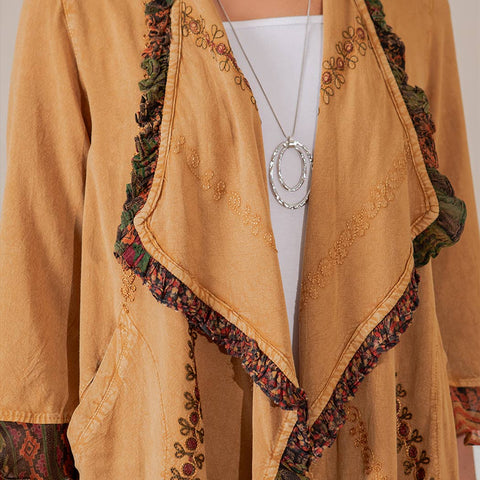 Kimono - Bohemian Elegance Stonewashed Rayon Camel