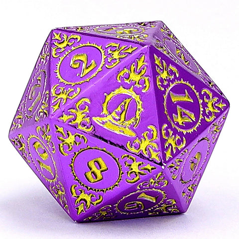 Wizard Solid Metal Polyhedral Dice Set - Purple with Gold