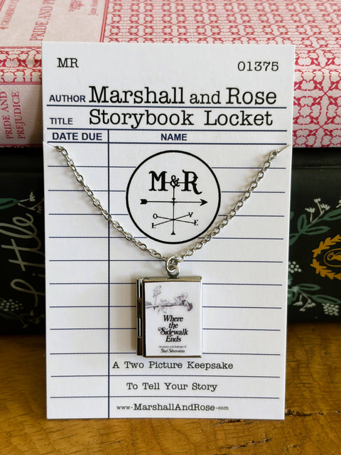 Necklace - Book Locket: Where the Sidewalk Ends Stainless Steel