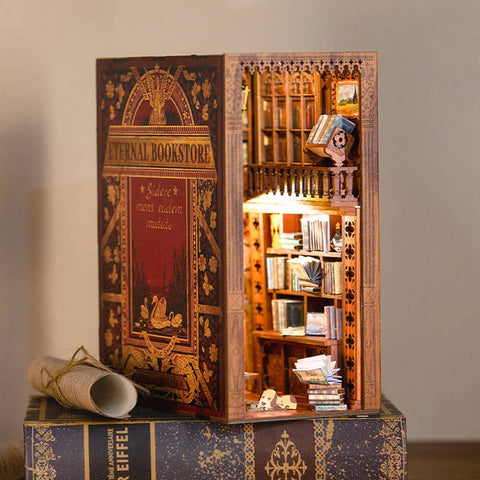 DIY Book Nook Kit - Eternal Bookstore with Dust Cover