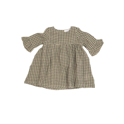 Last One - Size 12/18M: Bell Sleeve Dress & Leggings - Grid Gingham Slate Green