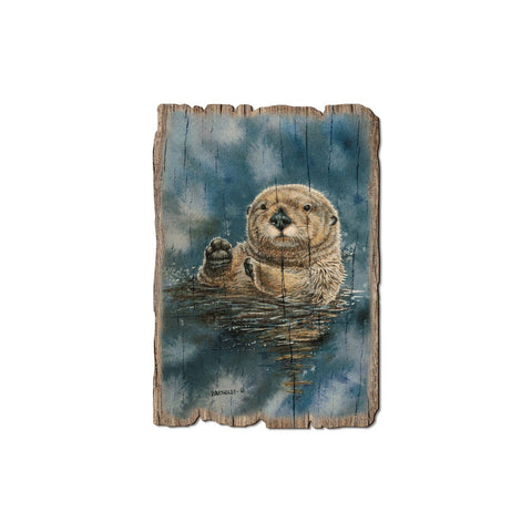 Wood Magnet - Rustic Beach Sea Otter