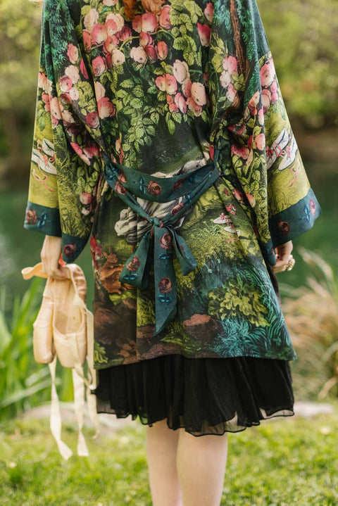 Matinée Duster Kimono - The Daydreamer w/ Roses & Rabbits