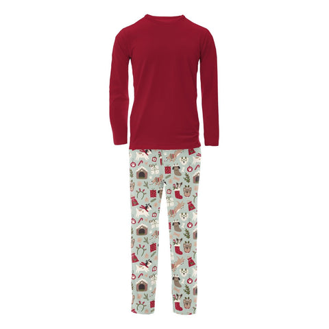 Men's Pajama Set (Long Sleeve) - Aloe Christmas Dogs