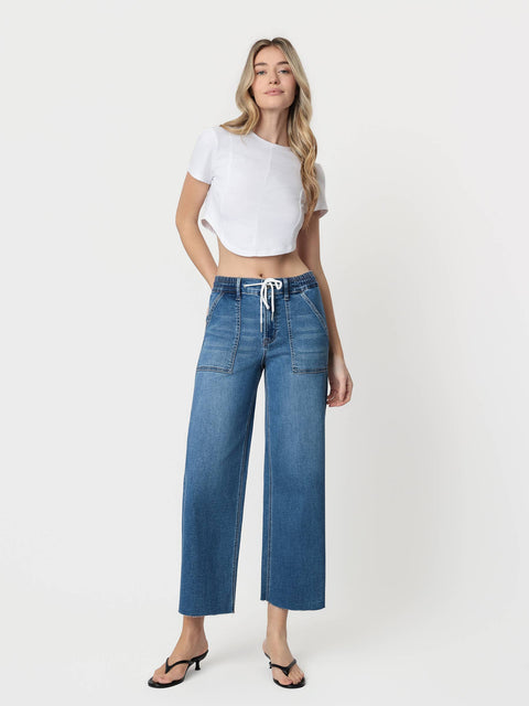 Jeans - High Rise Super Soft Drawstring Baggy Wide