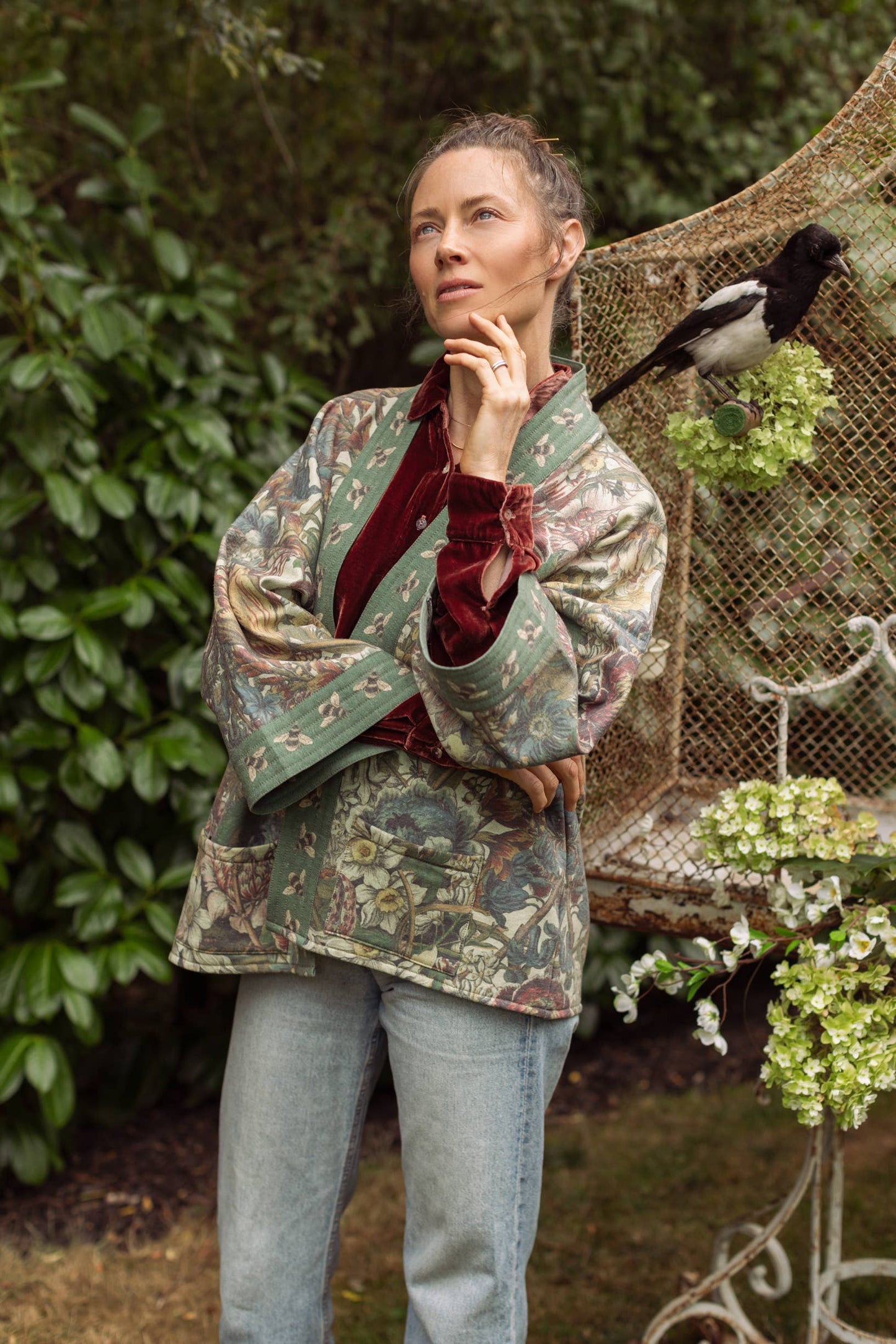 Fleece Cardigan Kimono Jacket - Love Grows Wild Contemporary/Floral