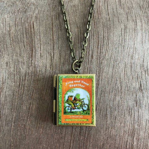 Necklace - Book Locket Frog and Toad Together: Bronze