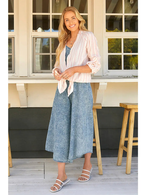 Shirt - Fray Bottom Blush Stripe