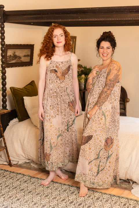 Bohéme Long Maxi Slip Dress - Folklore w/ Bird of Peace Art