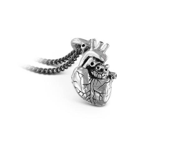 Jewelry - Small Anatomical Heart Necklace (Silver)