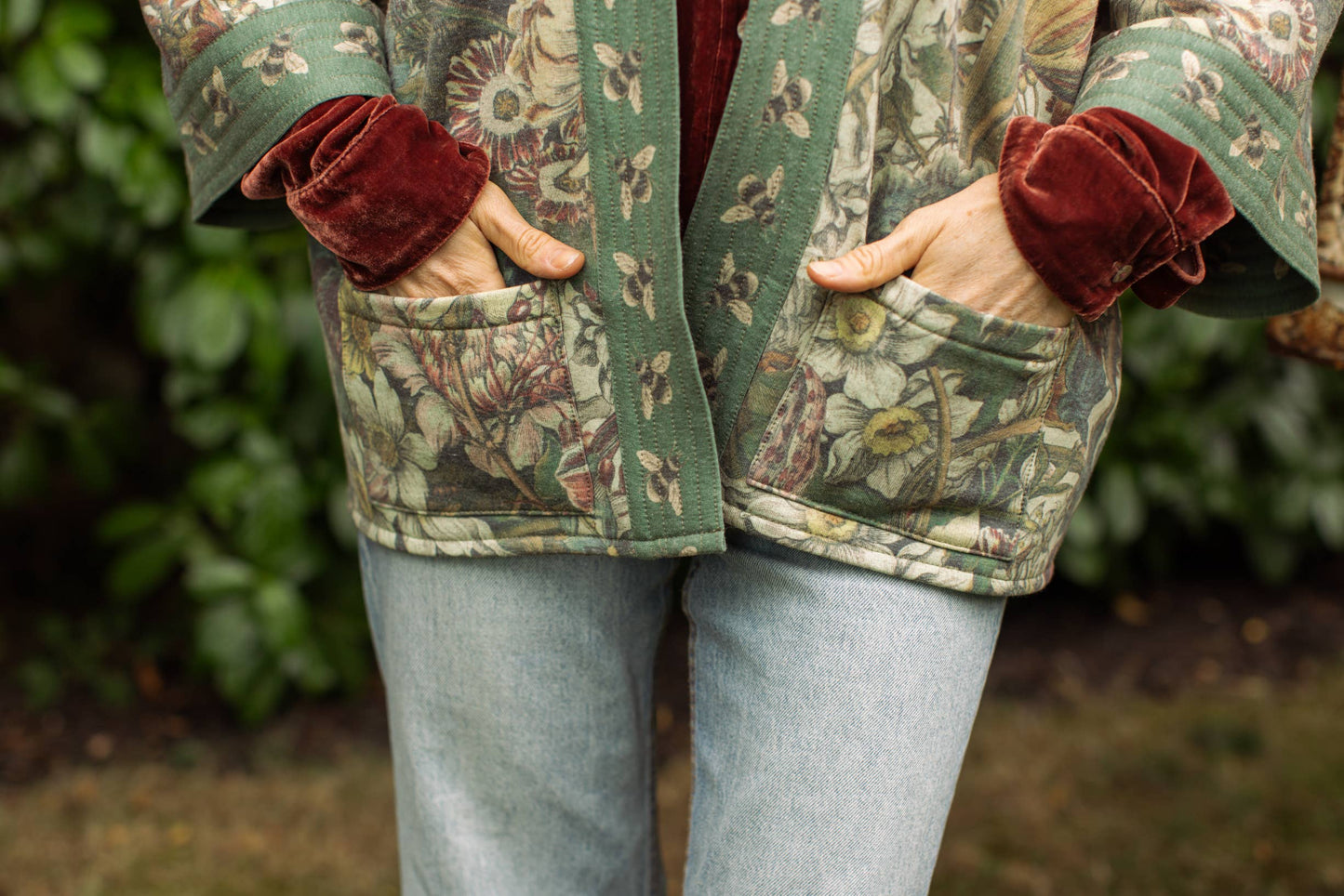 Fleece Cardigan Kimono Jacket - Love Grows Wild Contemporary/Floral