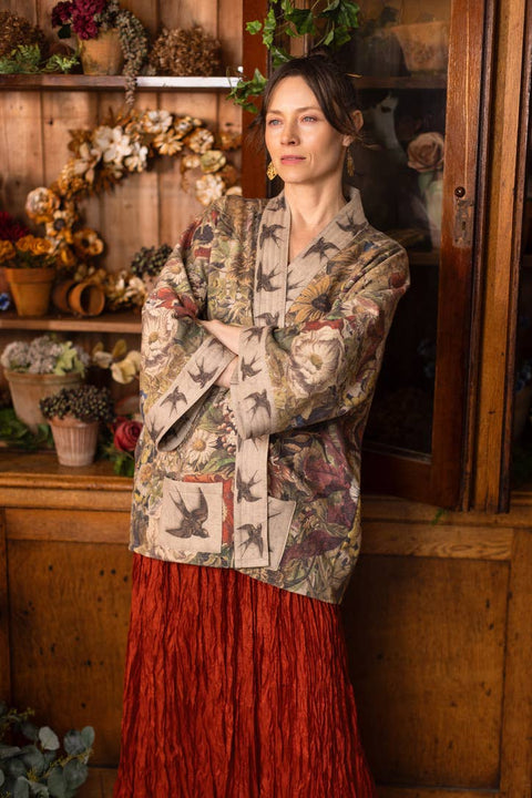 Fleece Cottage Cardigan Kimono Jacket - Golden Hour