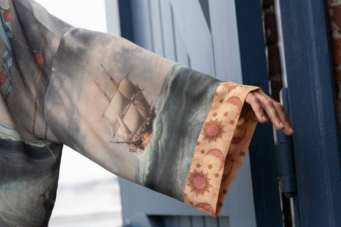 Pixie Duster Cropped Kimono - Hold Fast w/ Boat, Rainbow