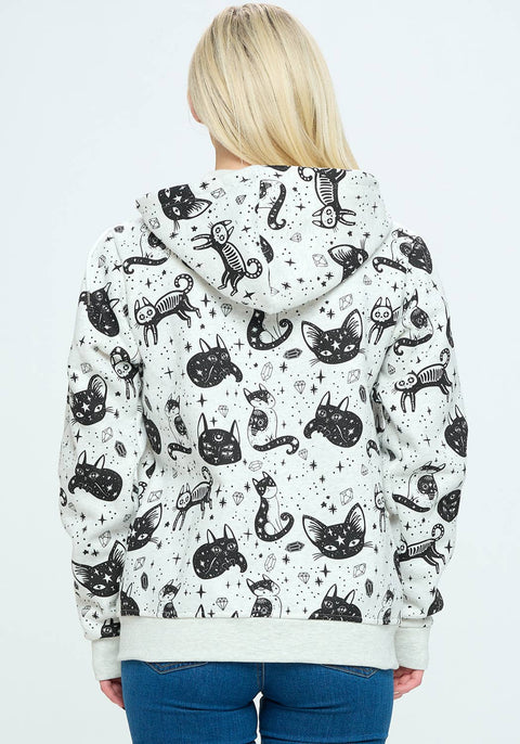 Hoodie (Full Zip) - Crystal Cat Print