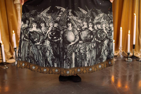 Bohéme Slip Maxi Dress - The Guardians with Angels, Moon & Stars