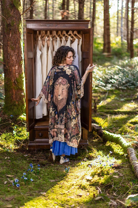 Bohemian Goddess Starduster Kimono - Lionheart with Botanicals