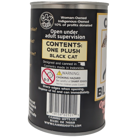 Stuffed Animal  - Salem the Canned Black Cat (Regular Lid)
