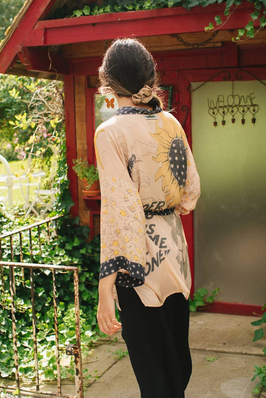 Bamboo Bohemian Kimono Cardigan with Belt - Milk & Honey