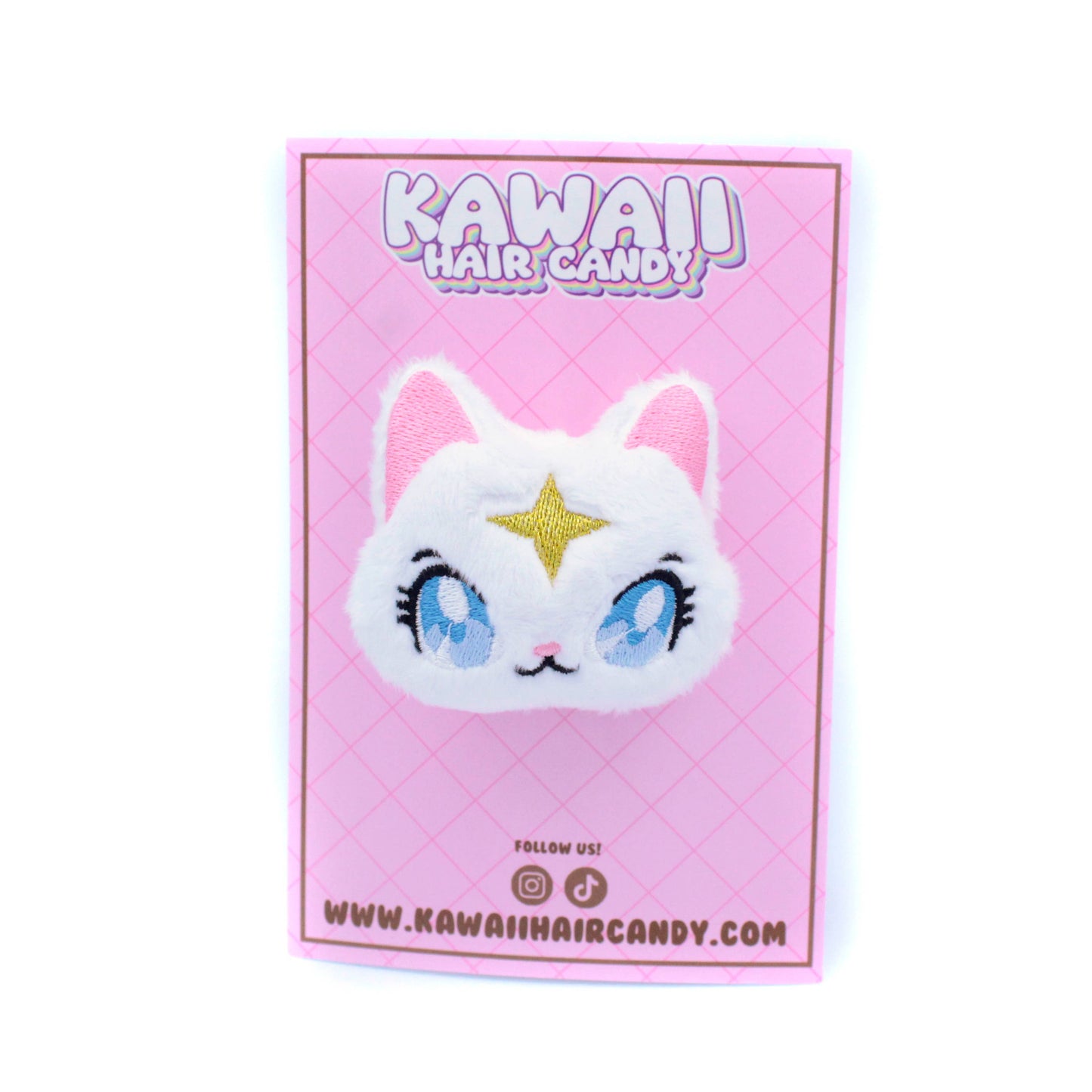 Hair Clip - White Plush Anime Style Kawaii Celestial Cat