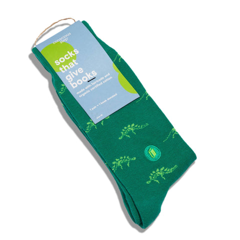 Socks that Give Books - Green Dinosaurs