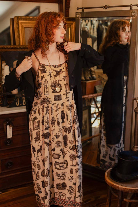 Bohéme Maxi Slip Dress - Curiosities w/ whimiscal print