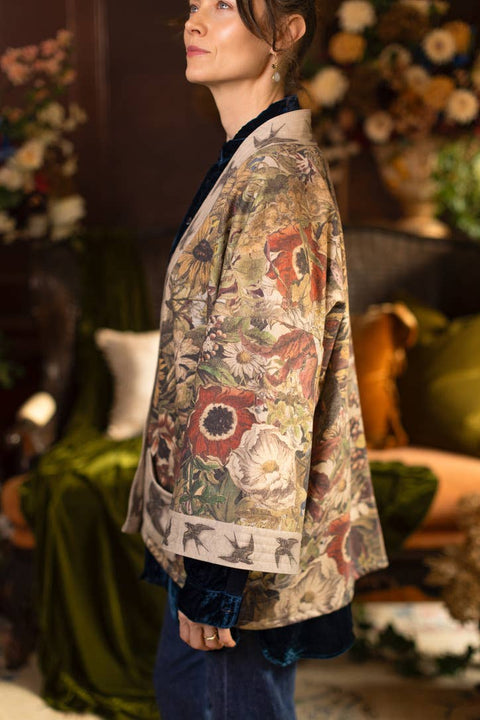 Fleece Cottage Cardigan Kimono Jacket - Golden Hour