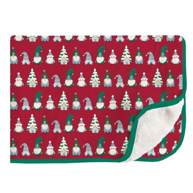 Throw Blanket with Sherpa Backing - Crimson Gnomes