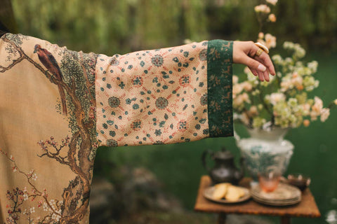 Duster Kimono - Fable Matinée with Deer and Moon, mid-length