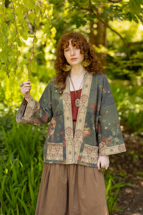 Fleece Cottage Cardigan Jacket - The Messenger with Joan of Arc