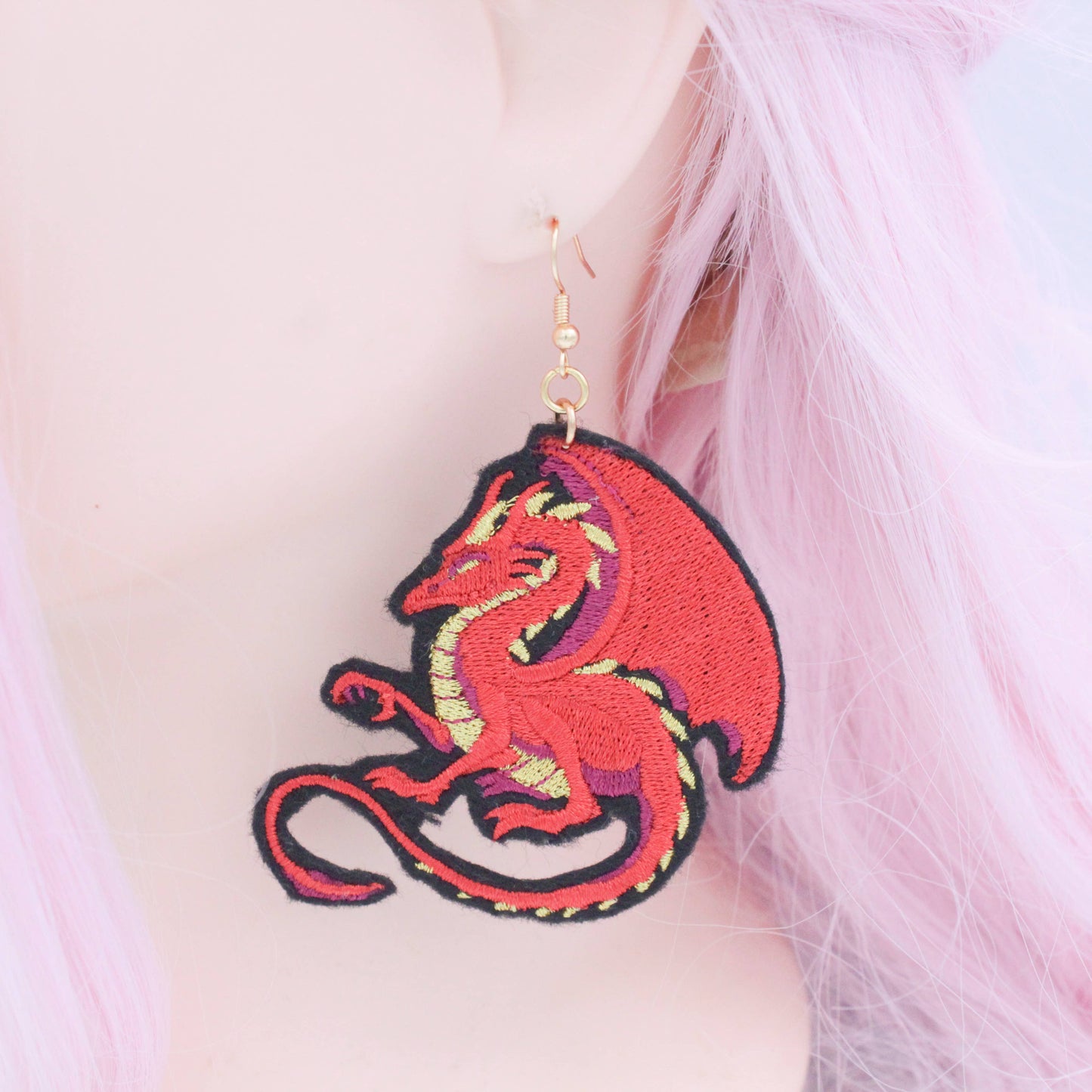 Earrings - Majestic Dragon Red