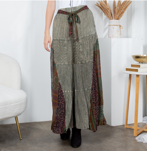 Pants - Rustic Bohemian Side Paneled Patchwork Gravel
