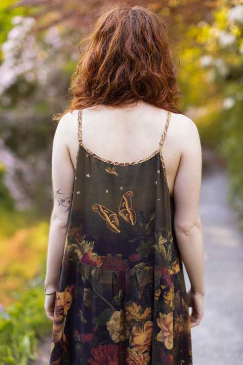 Long Maxi Slip Dress - The Messenger w/ Joan of Arc & Florals