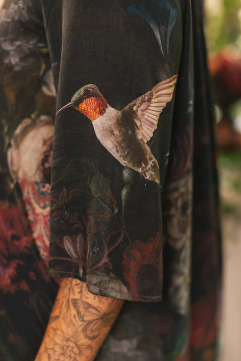Artist Dress Tunic - Flight of Fancy Hummingbirds