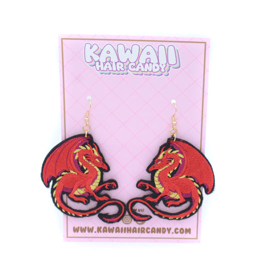 Earrings - Majestic Dragon Red