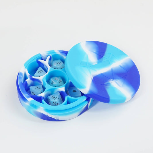 Silicone Dice Case - Blue & Turquoise Swirl