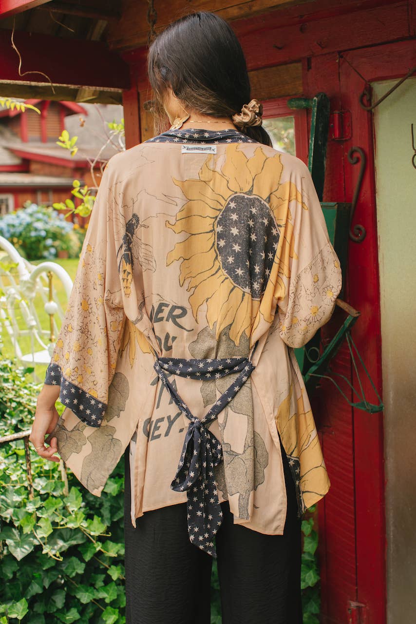 Bamboo Bohemian Kimono Cardigan with Belt - Milk & Honey