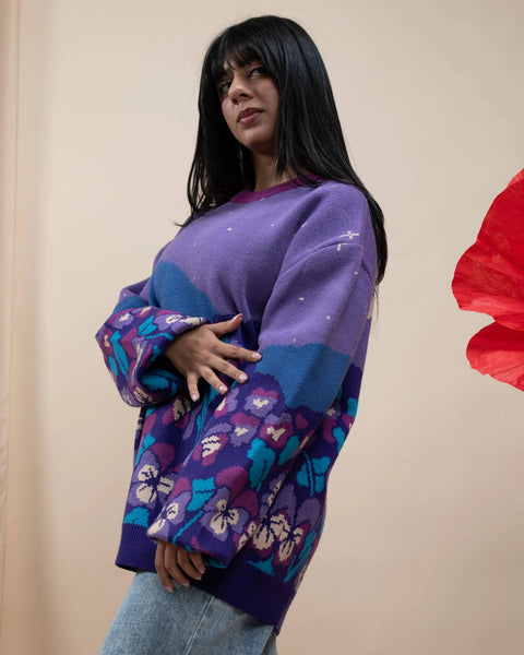 Sweater - Violet Flower