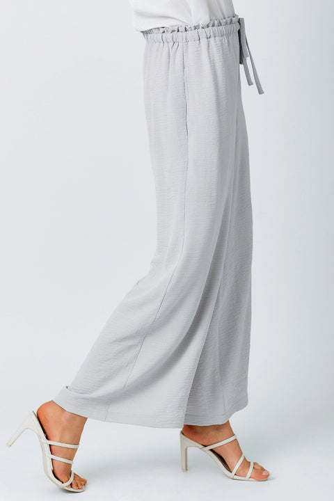 Pants - Textured Wide Leg Lilac Grey