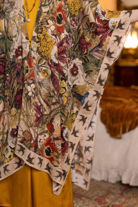 Duster Kimono - Golden Hour Goddess with Floral Print
