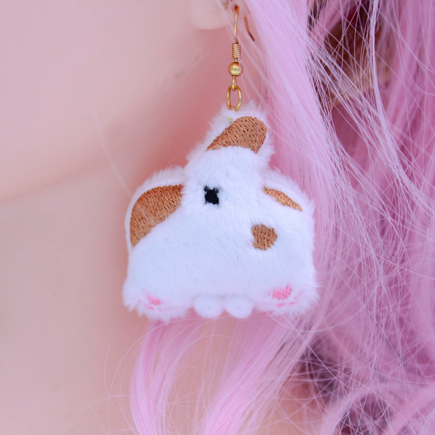 Earrings - Kawaii Plush White Cat Butt