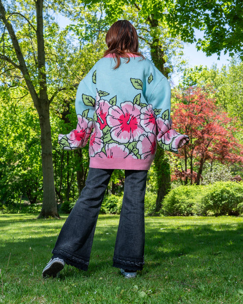 Cardigan - Pink Hibiscus